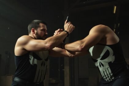 frank castle punisher john pilgrim fistfight warehouse