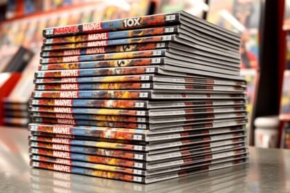 freshly unboxed marvel comic books stack