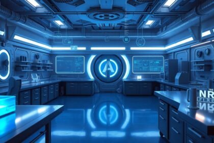 futuristic tech lab arc reactor glow 1