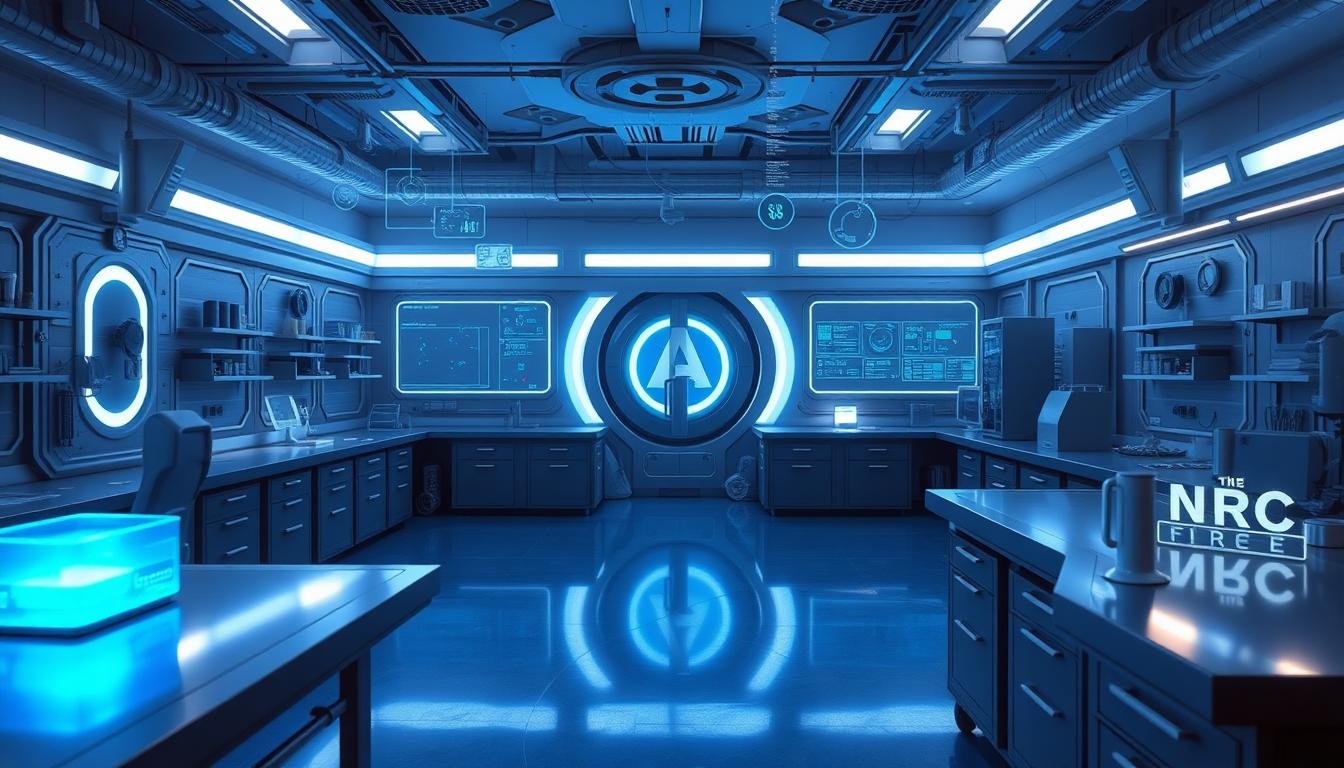 futuristic tech lab arc reactor glow 1