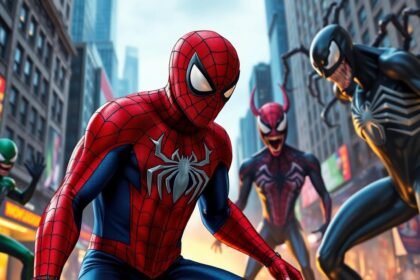 spiderman versus classic villains comic scene