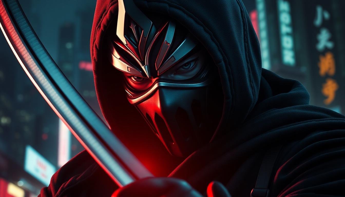 ultimate ronin masked katana neon city