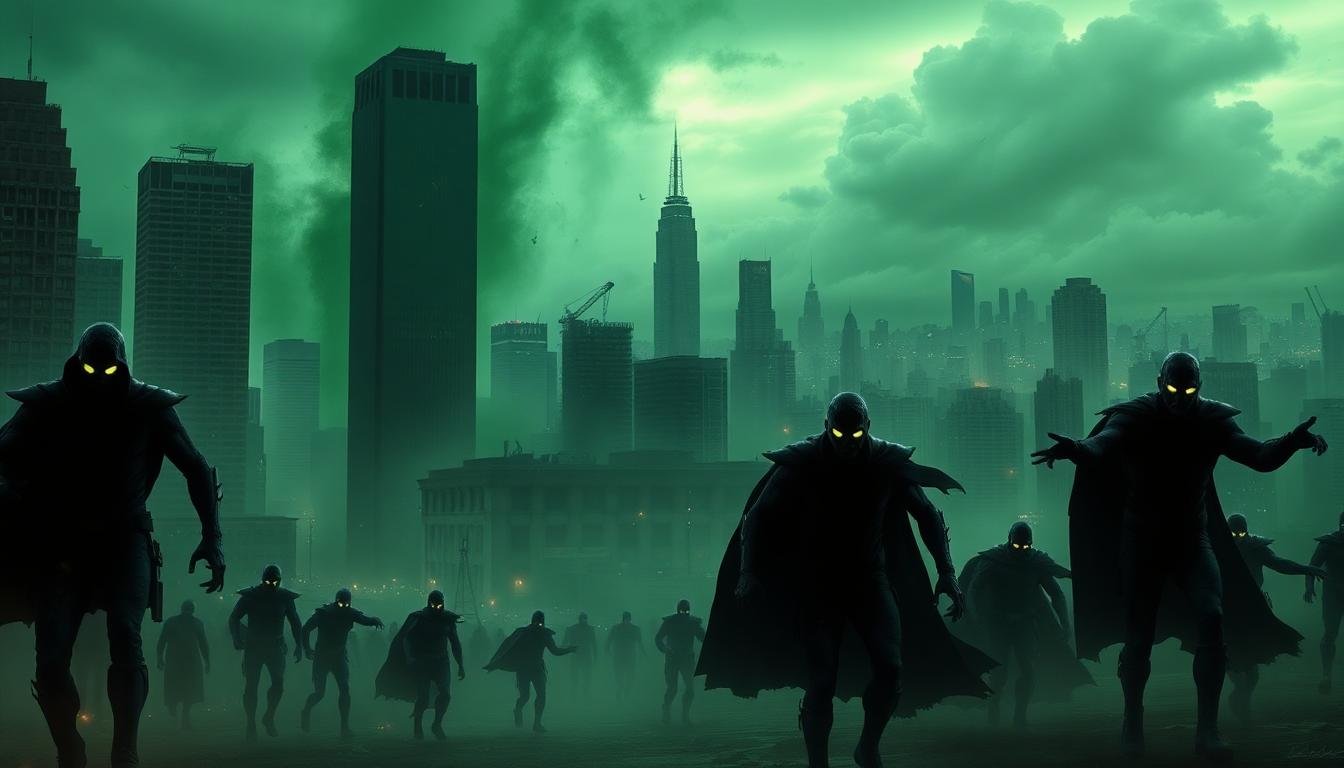 apocalyptic cityscape zombie superheroes