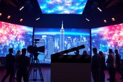 cinematic film set led volume cityscape
