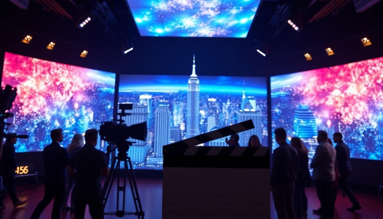 cinematic film set led volume cityscape