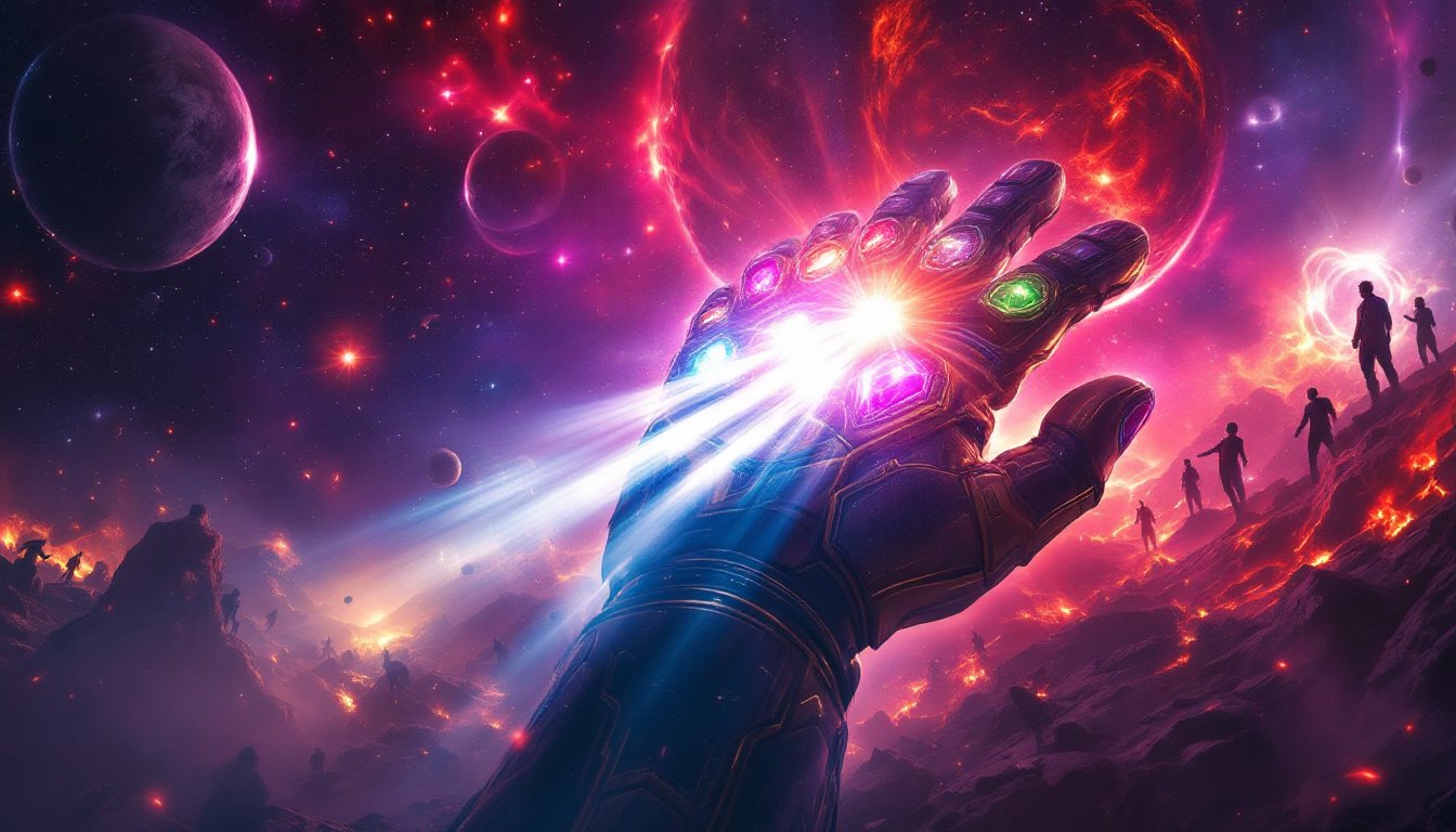 cosmic battlefield gauntlet glowing gems