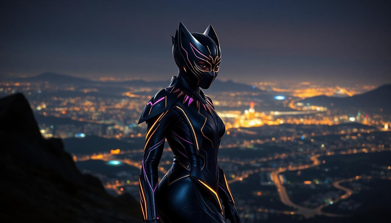 shuri black panther futuristic wakanda night