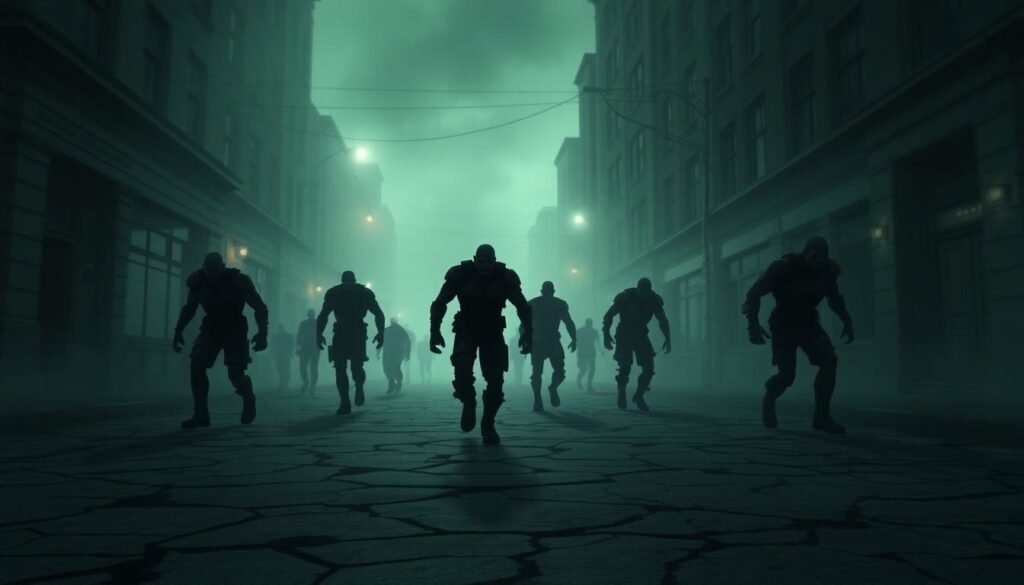 Marvel Zombies Trailer Drops as Blade Animated Show Details Emerge 2 zombie heroes foggy street scene