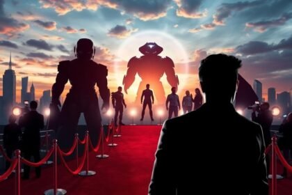 cinematic superhero film premiere collage