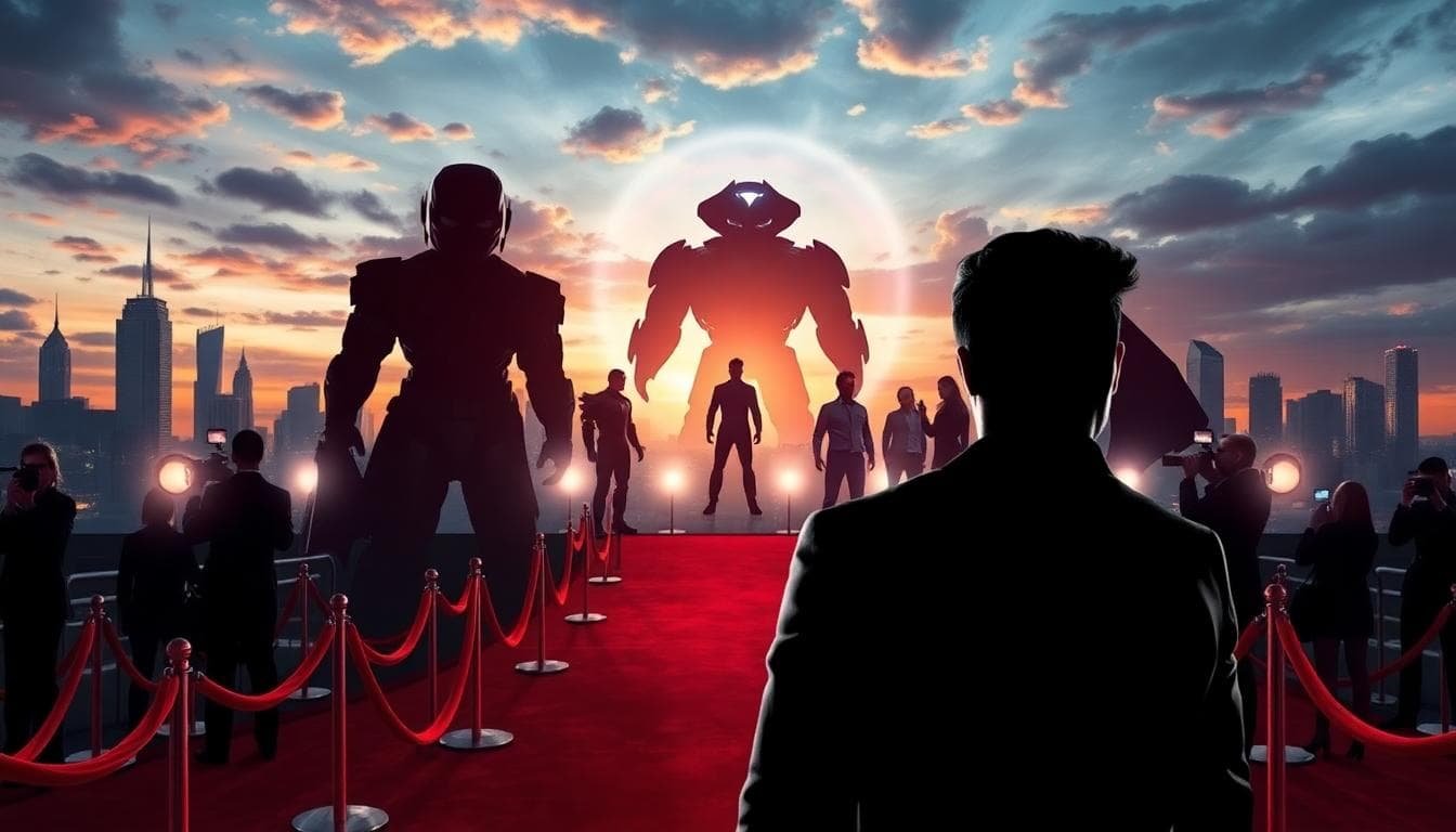 cinematic superhero film premiere collage