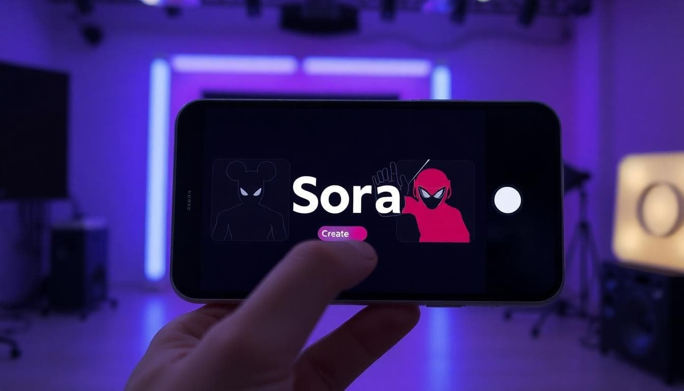 sora video app smartphone fictional characters create
